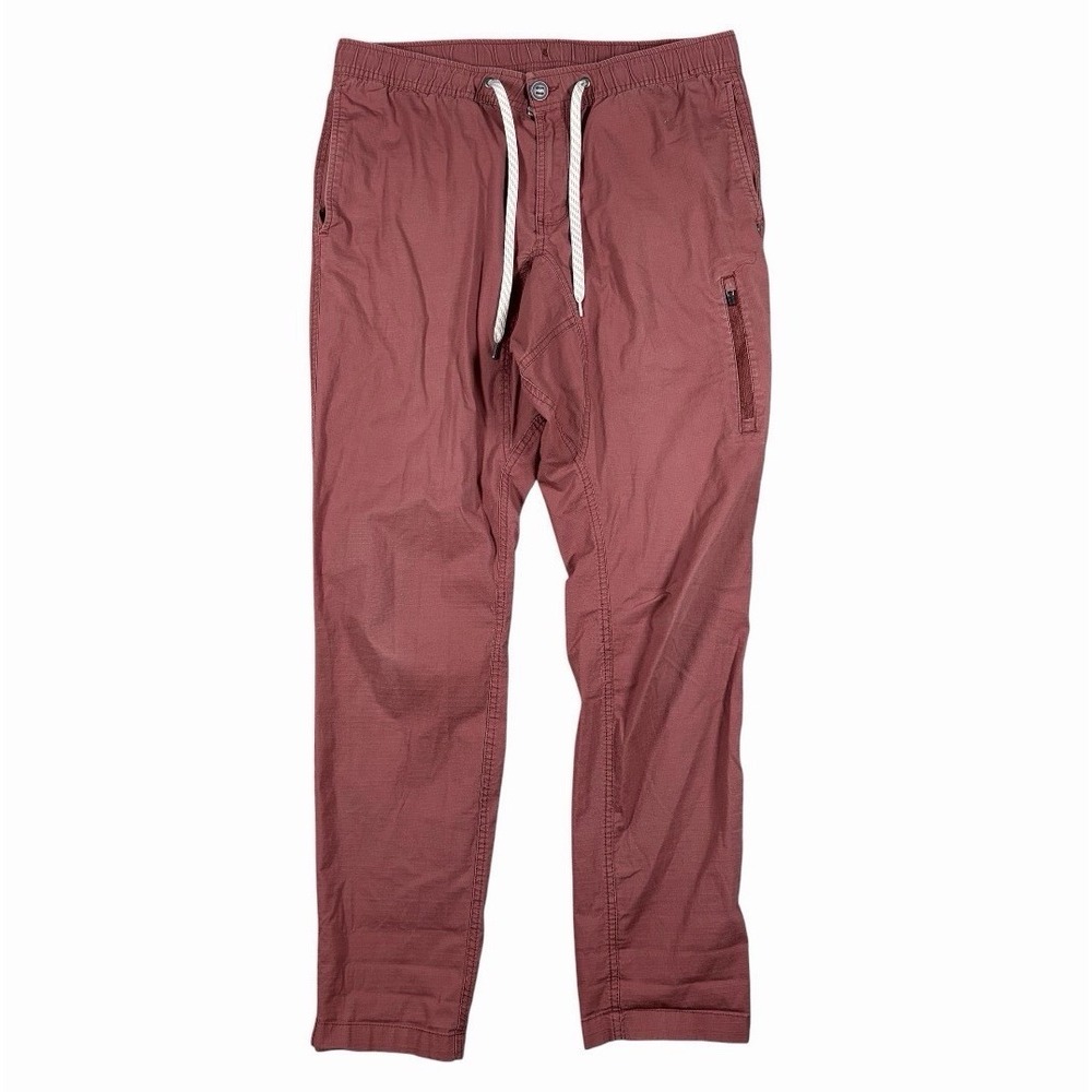 Vuori Ripstop Climber Pant Mens Sz L Brick Red Stretch V412 Drawstring Elastic